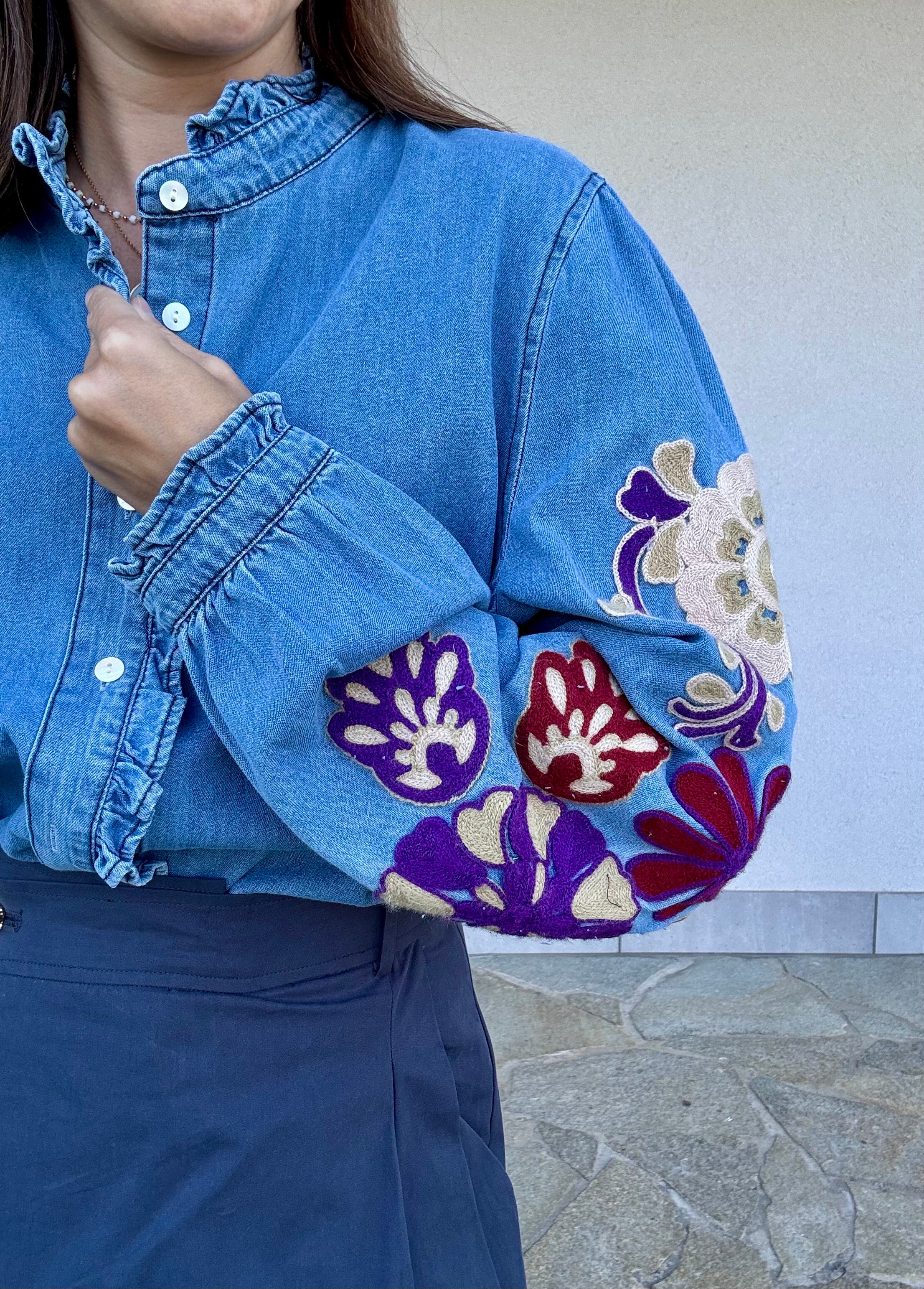 Camicia Denim ricamo